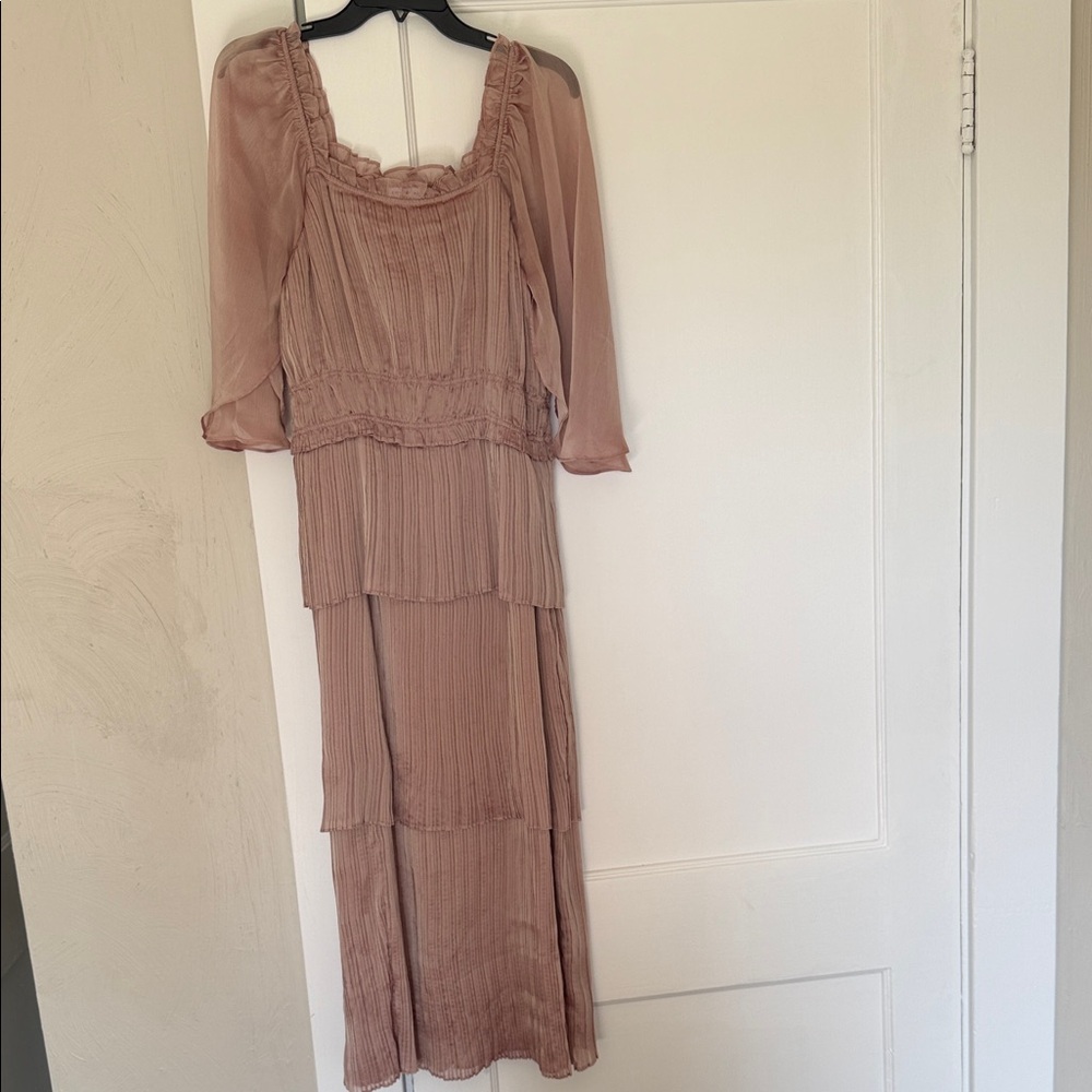 Current Air Dusty Rose Tiered Maxi Dress